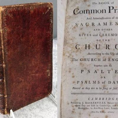 1762 Book of Common Prayer, Printed by J. Baskerville, Cambridge
