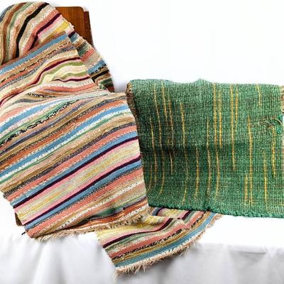 Vintage Multi-Color Hand-Woven Rag Runner and Rug - 10 Ft and 2 Ft
