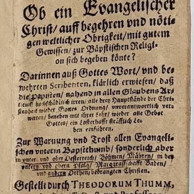 Antique German Religious Book - 1628 Theodor Thumm / 1631 Hans Felix Koller / 1627 D. Lucas Bacmeister
