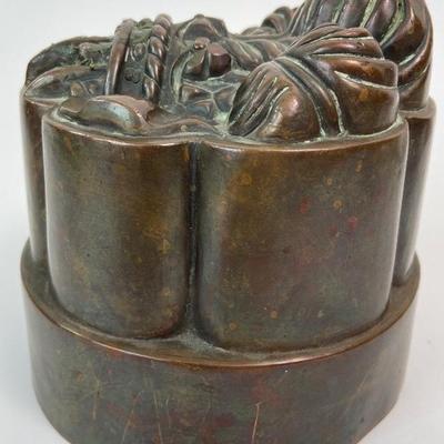 RARE Antique Victorian Large Copper Jelly Mould- Prince of Wales Feathers - Circa 1870
