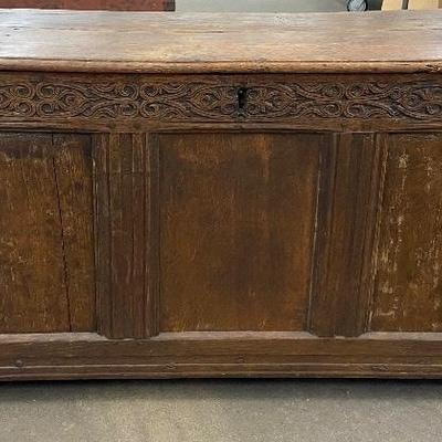 Antique 18th Century Oak Plank Blanket Box / Trunk

