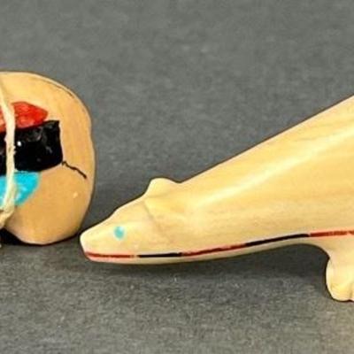 Two Vintage Carved Stone Zuni Bear Fetishes- Heartline
