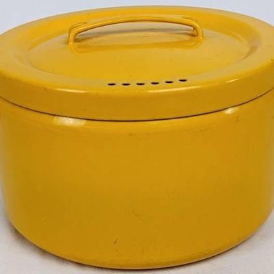 Vintage Finel Arabia Finland Yellow Enamelware Stock Pot with Lid - Seppo Mallat Design
