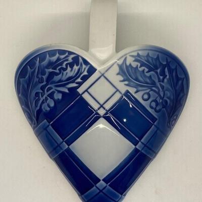 Vintage Danish Christmas Heart - Bing and Grondahl Ceramic Heart & Holly Wall Hanging
