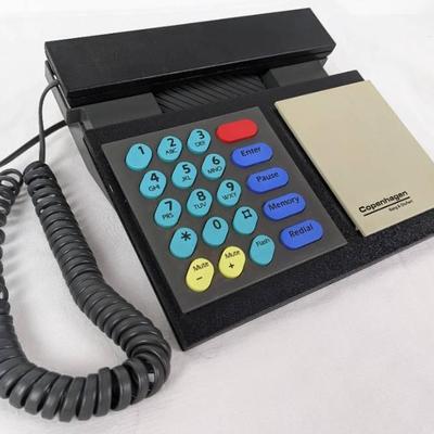 Black 1986 Bang and Olufsen Beocom Eurotel 2200 Telephone - Danish Modern Design with Colorful Buttons
