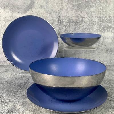 RARE CATHERINEHOLM of Norway KRENIT Lavender/Blue Enameled Stainless Steel Dishware - 4 Pieces
