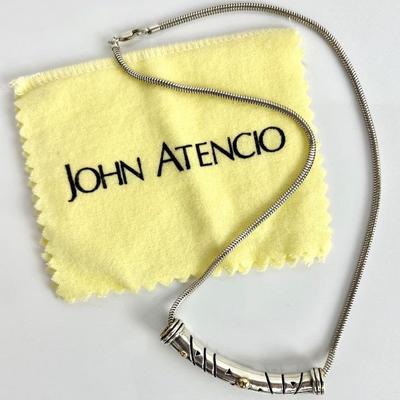 John Atencio SS/18K Long Floating Pendant on a Sterling Silver Rope Chain
