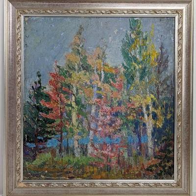 Antique Original Signed Mary Alice (M.A.) Higgy Framed Landscape Oils - Trees, and Stream
