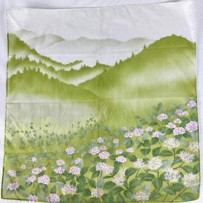 Unusual Signed Floral/Mountain Scene Textile
