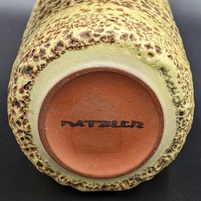 GERTRUDE AND OTTO NATZLER MCM Yellow and Brown Volcanic Glaze Art Vase- Signed
