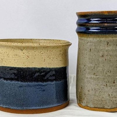 Pair Vintage Stoneware Vases- One "Hagist"- Both Signed
