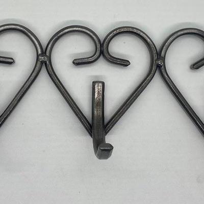 Vintage Swedish Triple Heart Wrought Iron Wall Hook
