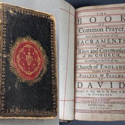1733 Illustrated Book of Common Prayer Printed by John Baskett, London- Red Ruled
