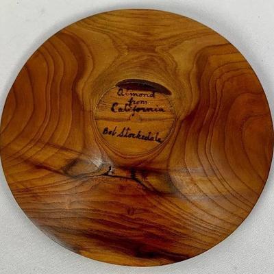 Mid Century Signed BOB STOCKSDALE Stunning Hand Turned Almond Wood Bowl

