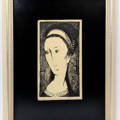 Modernist Robert Morris Gatrell Signed / Framed Silkscreen of Woman
