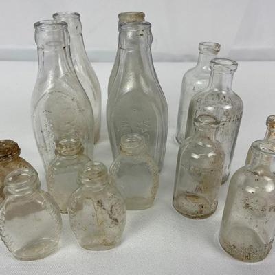 14 Vintage Bottles - Listerine, The Bayer Company, Yacht Club Salad Dressing
