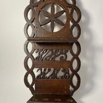 Antique Wooden Wall Hanging with Initials
