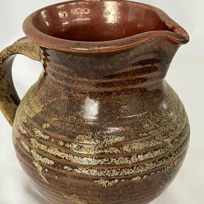 Vintage Studio Pottery Pitcher in Rust, Oatmeal & Sienna Glaze
