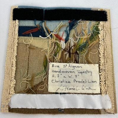 Christine Pradel-Lien "Rue St Aignan" Handwoven Tapestry 7in x 7in
