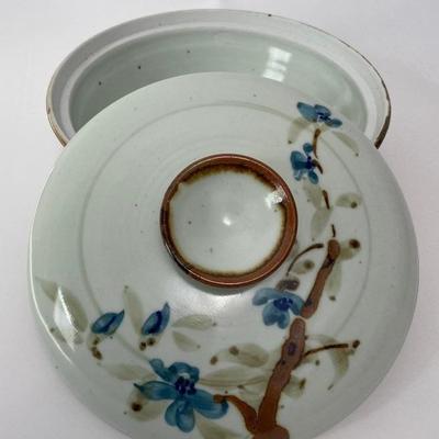 Lovely Hand Crafted Glazed Signed Pottery Steamer Bowl
