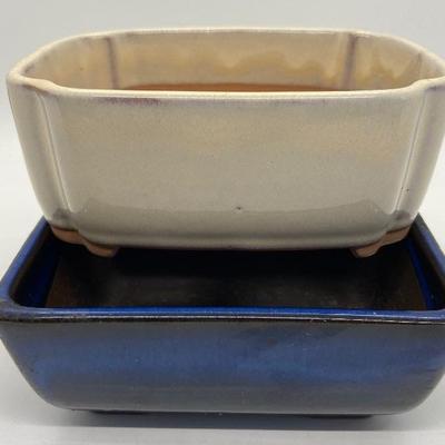 Two Glazed Bonsai Planters - Made in Japan
