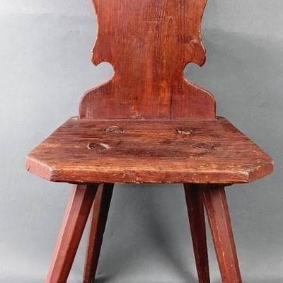 18th Century Pennsylvania German Moravian Chair with Pieced Heart
