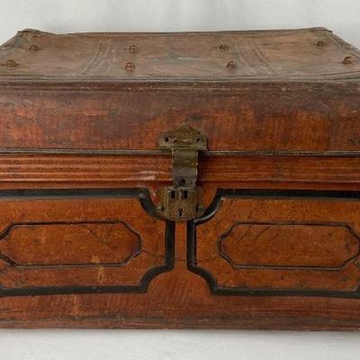 Vintage Scandinavian Metal / Tin Steamer Trunk with Handles
