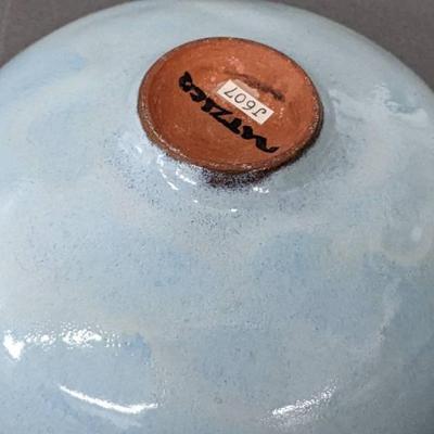 GERTRUDE AND OTTO NATZLER Powder Blue MCM Art Pottery Bowl Signed with Label
