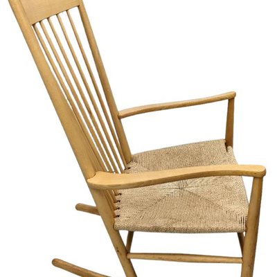 HANS WEGNER 1977 Danish Wood Rocking Chair with Woven Seat- J16

