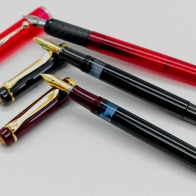 Three Fine Vintage Fountain Pens: PELIKAN M200 Burgundy & Black and SHAEFFER
