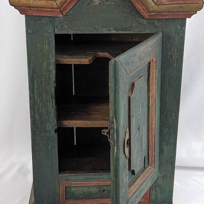 Danish Primitive Wood Cabinet with Key
