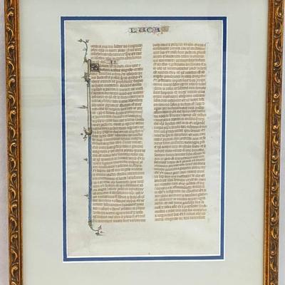 Hand-Inked Illuminated Manuscript Sheet (6.5 In x 9.5 In) - 2 Pages Bible Text in Double-Window Frame
