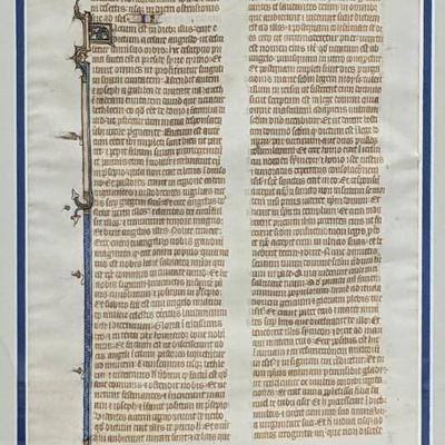 Hand-Inked Illuminated Manuscript Sheet (6.5 In x 9.5 In) - 2 Pages Bible Text in Double-Window Frame
