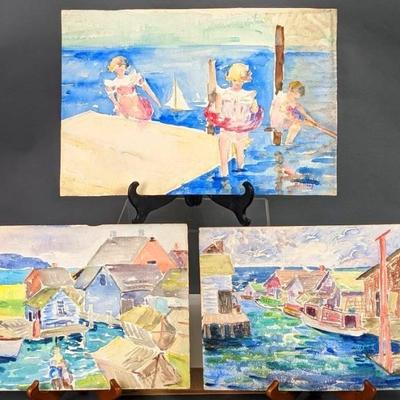 Antique Mary Alice (M.A.) Higgy: Signed Loose Original Watercolors- RARE
