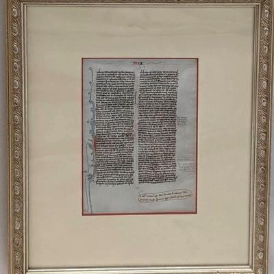 Hand-Inked Illuminated Manuscript Sheet (4 In x 5.5 In) - 2 Pages, Double-Window Frame, Tiny Religious Text
