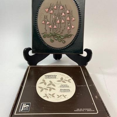 Vintage JIE Gantofta Sweden "Linnea Flowers" Tile/Wall Plaque - #720
