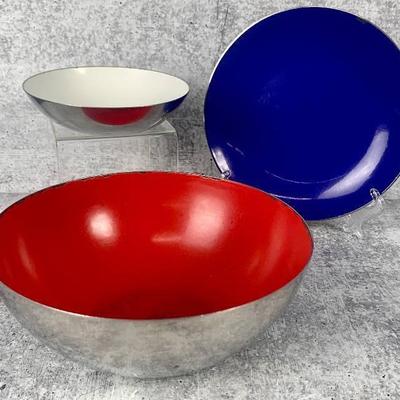 3 Vintage CATHERINEHOLM of Norway Enameled Stainless Steel Bowls
