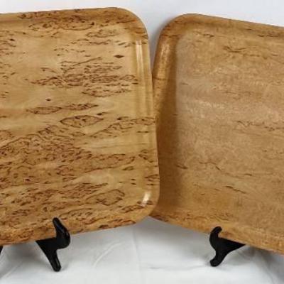 Vintage Backman Finland Small and Large 1969 Figured Birch Trays #104, #107
