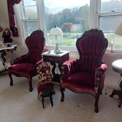 Kimball Victorian his & hers chairs