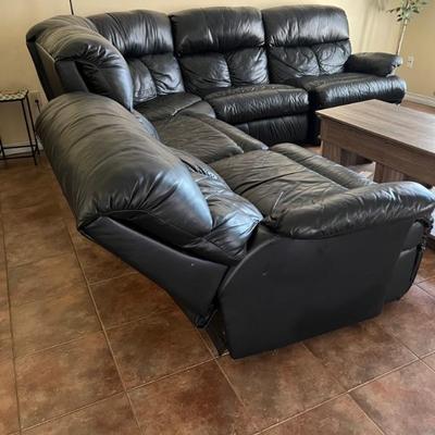 5 pc black leather,2 recliners $300