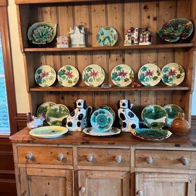 Step Back Cupboard is available . ALL Majolica & Dogs are sold...