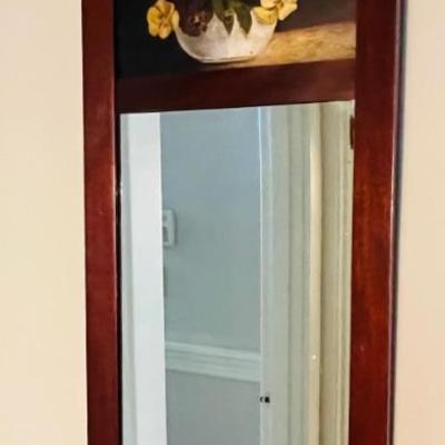 Framed Mirror with painted pansies