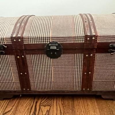 Brown plaid dome trunk 