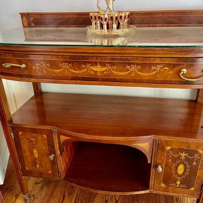 Chippendale Fire Mahogany Server 
~ with custom  made glass protector
