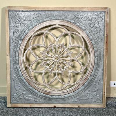 PIER 1 WALL HANGING  |
Galvanized medallion wall decor, stone style metal and carved wood open work central design and frame with...