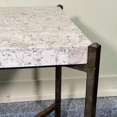 TRAVERTINE SIDE TABLE  |
Thomasville side table of contemporary / modern design, having a cast metal frame with a travertine top, made in...