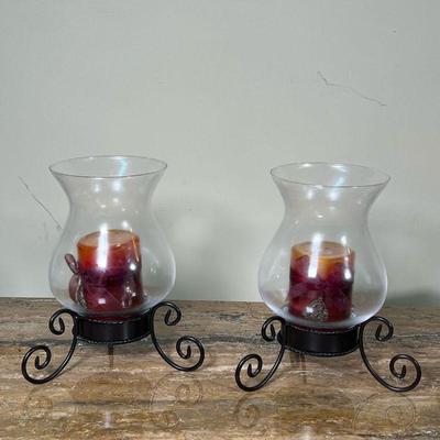 (2pc) PAIR NANTUCKET HOME HURRICANE SHADE |
Nantucket Home glass candle holders / shades on scrolled bases, with Pier 1 plum scented...