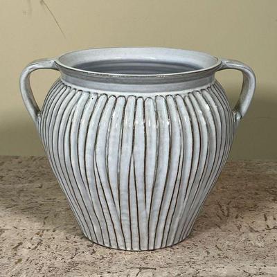 POTTERY BARN VASE  |
Glazed pottery double handles vase - h. 8.25 x dia. 11 in.