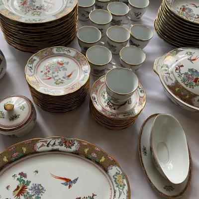 service for 12, Chinese handprinted porcelain, Golden Pheonix
