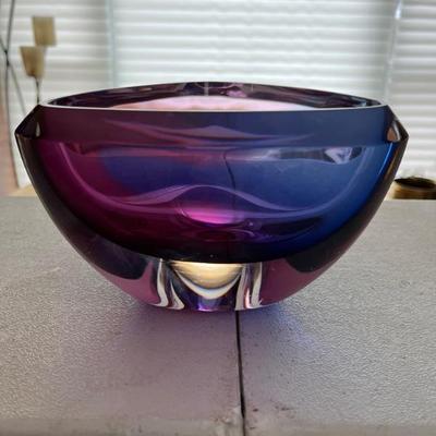 beautiful colored crystal bowl from Orrefors